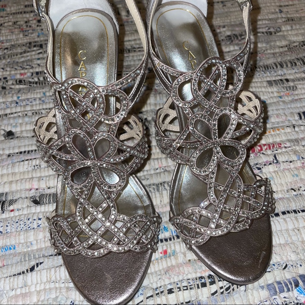 Size 6 Caparros Silver Jeweled Heels